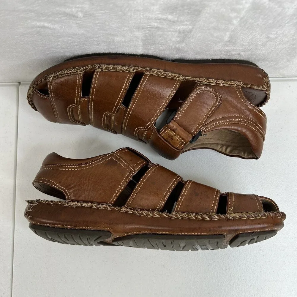 GBX Size‎ 9M Fisherman Sandals Brown Leather Casual Comfort Summer Shoes Mens
